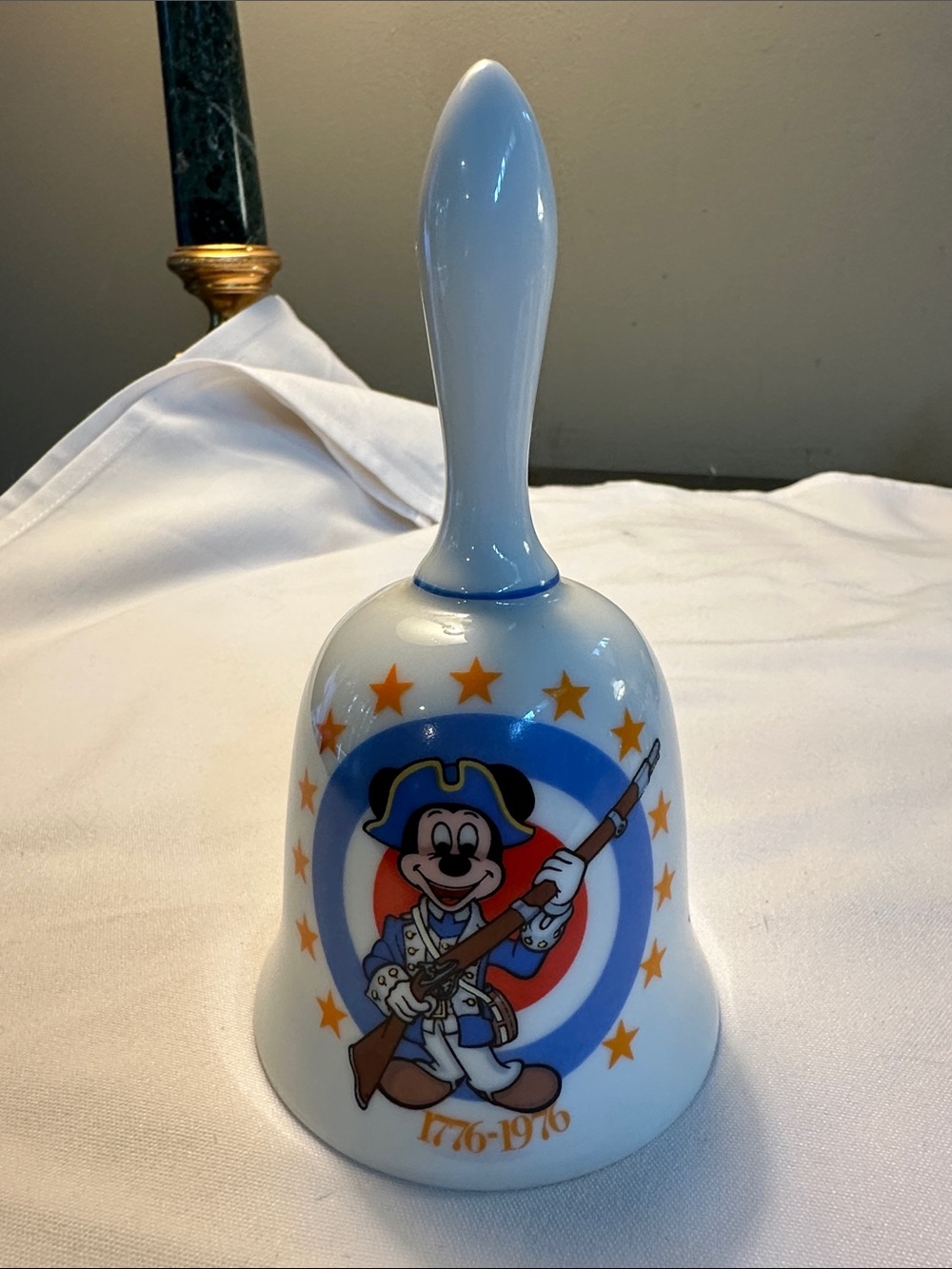 Vintage Disney Porcelain Bell with Red, Blue, White and Gold Accents
